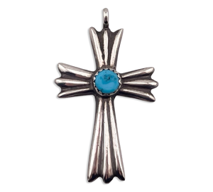 sterling silver turquoise cross pendant