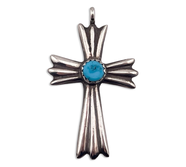 sterling silver turquoise cross pendant