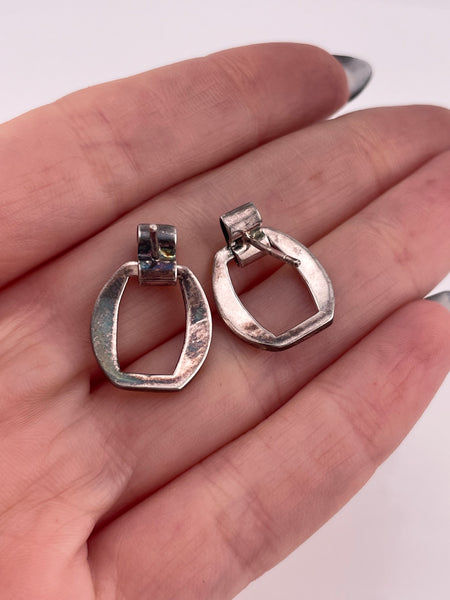 sterling silver rounded rectangle door-knocker post earrings