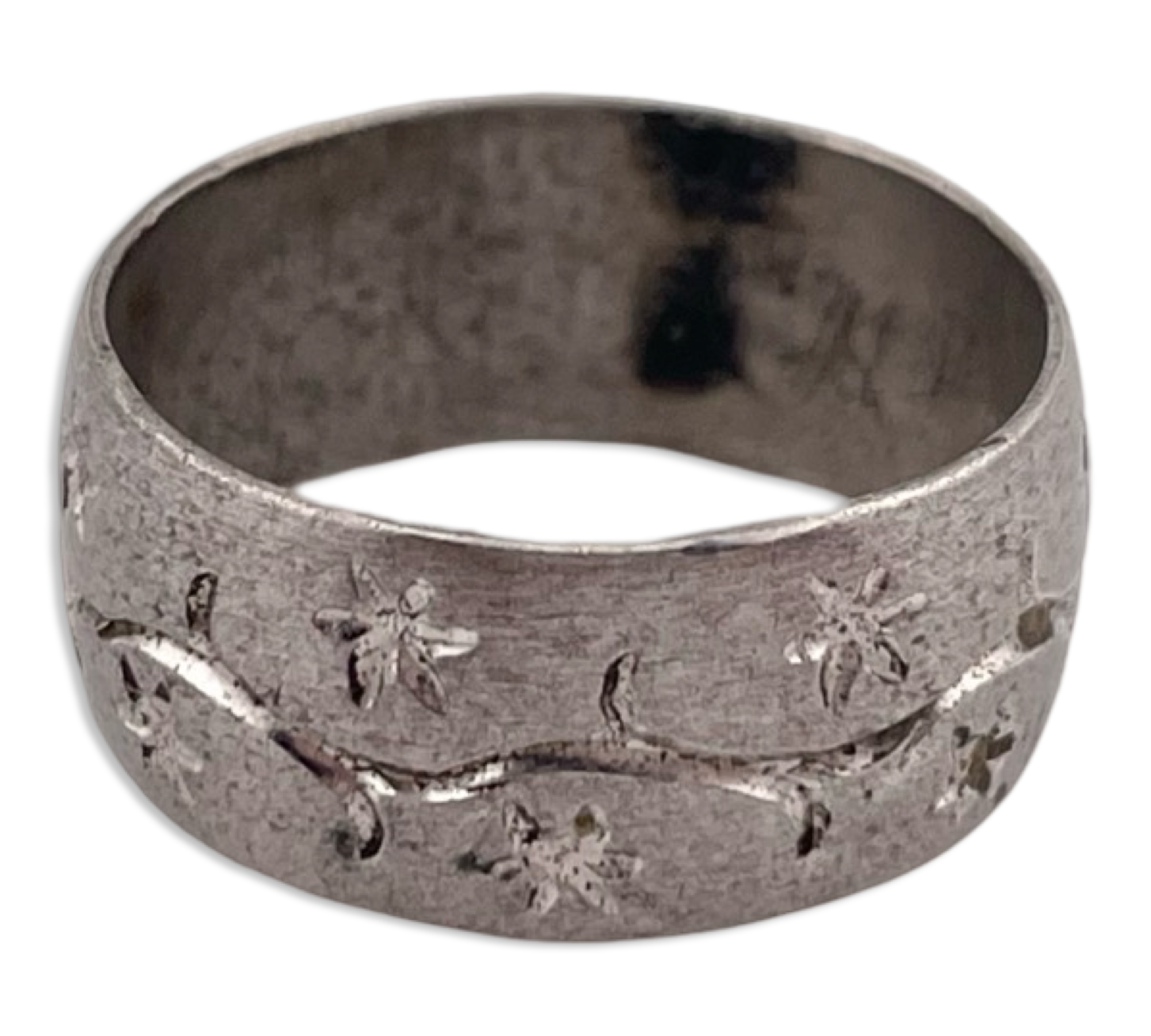 size 6.5 sterling silver matte finish vine band ring