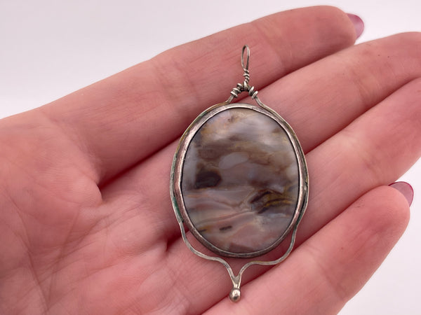 sterling silver agate pendant