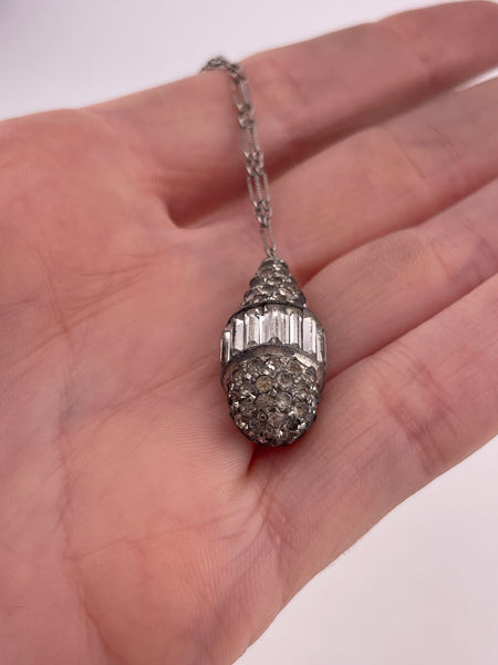 sterling silver chain 18-1/4" rhinestone necklace