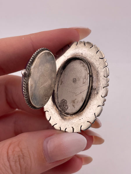 sterling silver amethyst locket pendant brooch