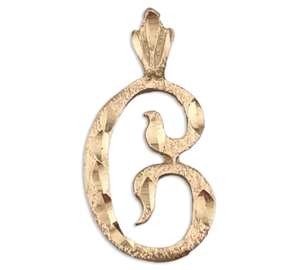 14k yellow gold diamond cut 'C' pendant