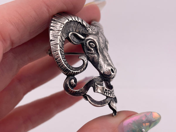 sterling silver Cini Aries the Ram zodiac brooch pin