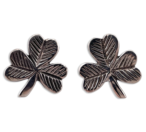 sterling silver shamrock three leaf clover post earrings