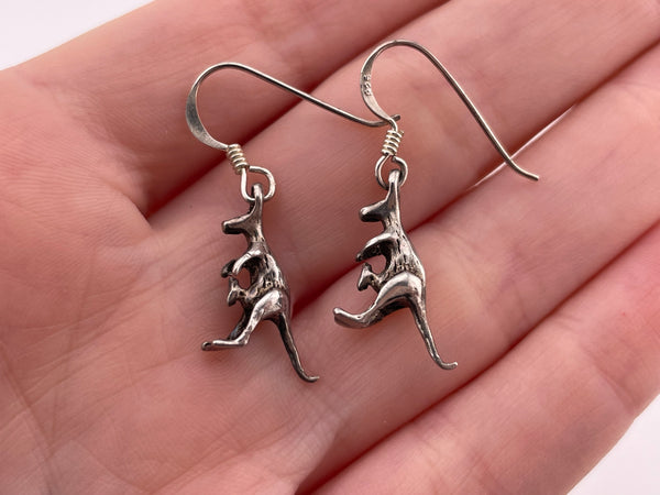 sterling silver kangaroo hook dangle earrings