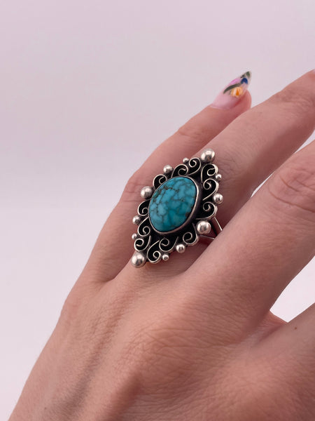 size 6.25 sterling silver turquoise swirl ring