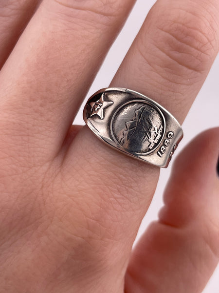 size 8 sterling silver Bell Trading Post Montana souvenir adjustable ring