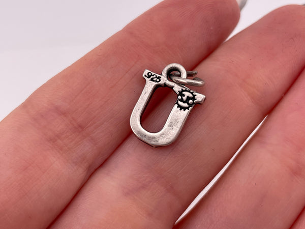 sterling silver 'U' letter initial pendant
