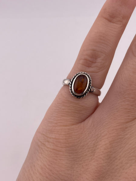 size 3.5 sterling silver synthetic amber ring