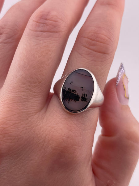 size 9.5 sterling silver Montana agate ring