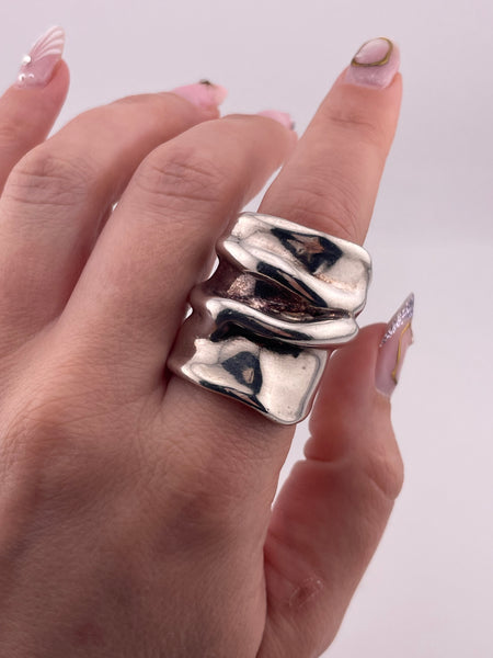 size 7.25 sterling silver electro-form wide chunky ring