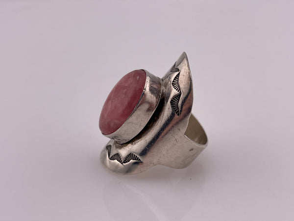 size 9.25 sterling silver Carol Felley large rhodochrosite saddle ring