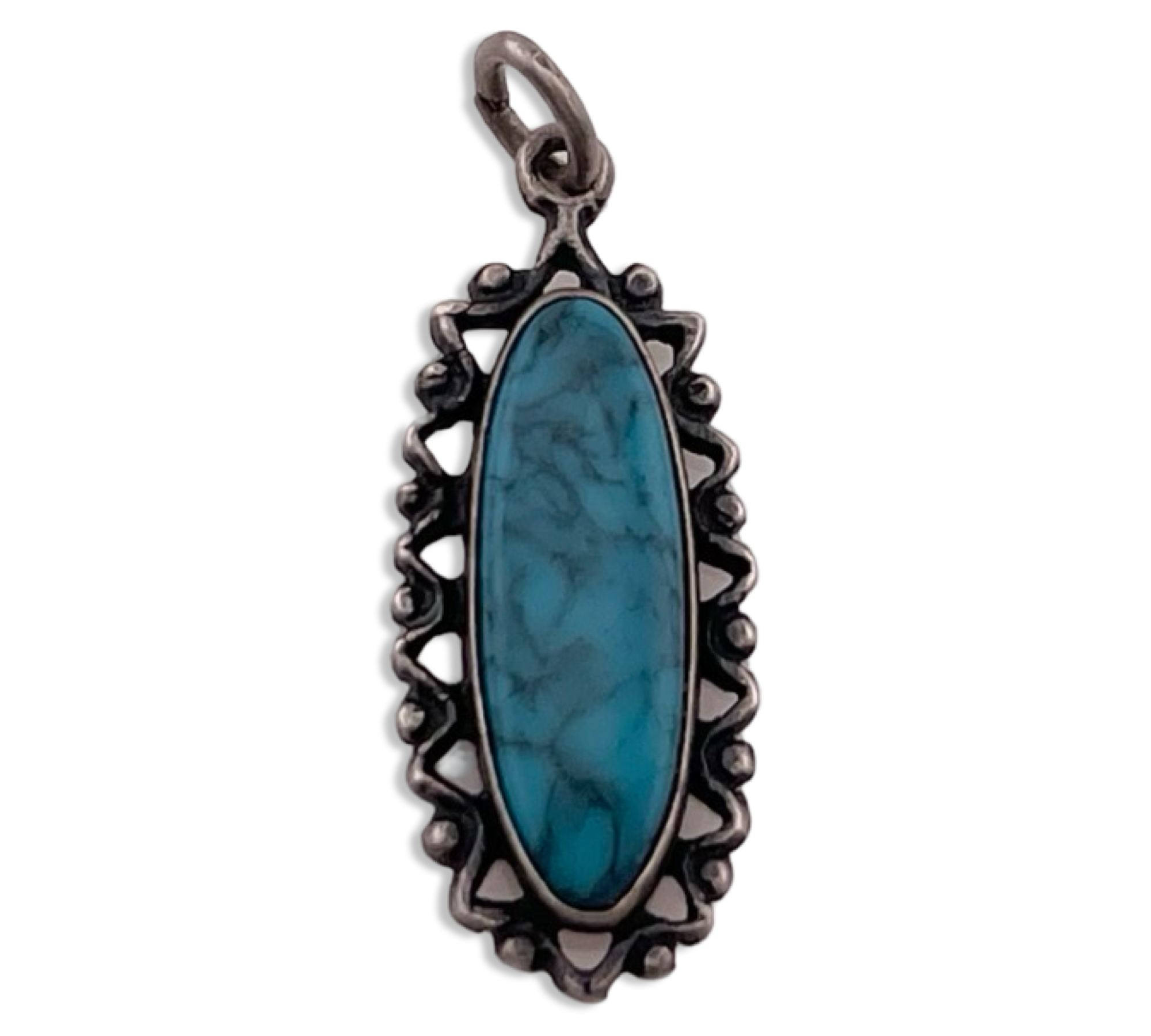 sterling silver synthetic turquoise pendant