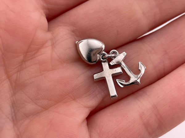 sterling silver heart cross anchor hope faith charity pendant