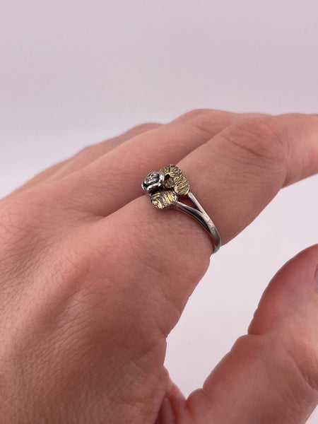 size 8 sterling silver rose flower ring