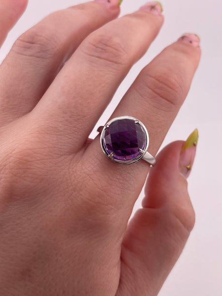 size 10 sterling silver faceted multi-stone ring