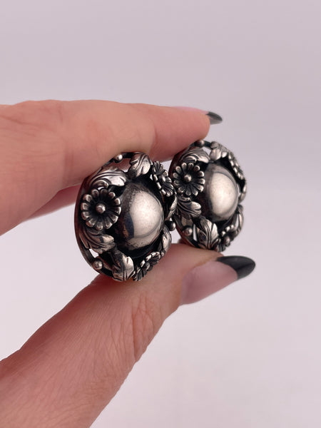 sterling silver Neils Erik From stoneless flower clip on earrings