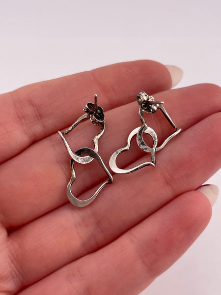 sterling silver heart post dangle earrings