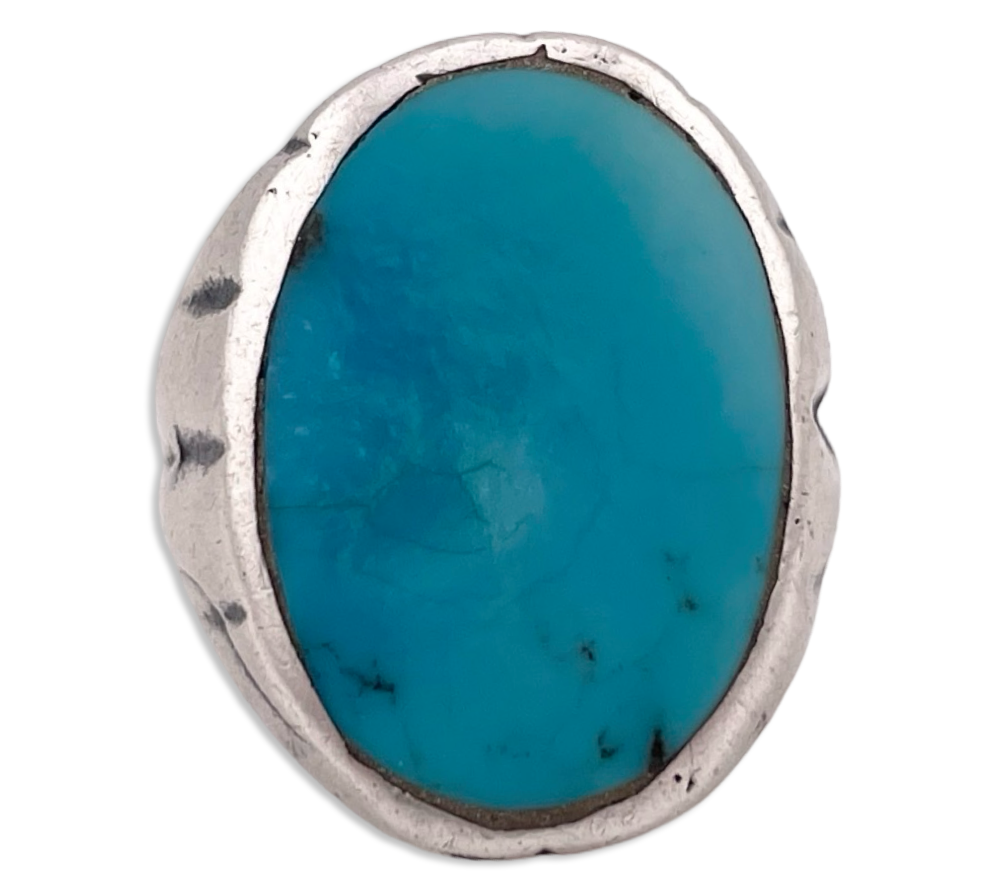 size 8 sterling silver very worn turquoise ring