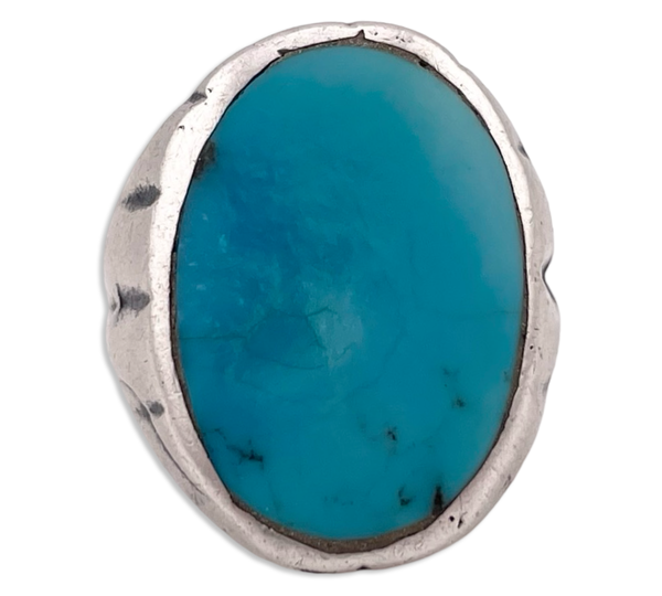 size 8 sterling silver very worn turquoise ring