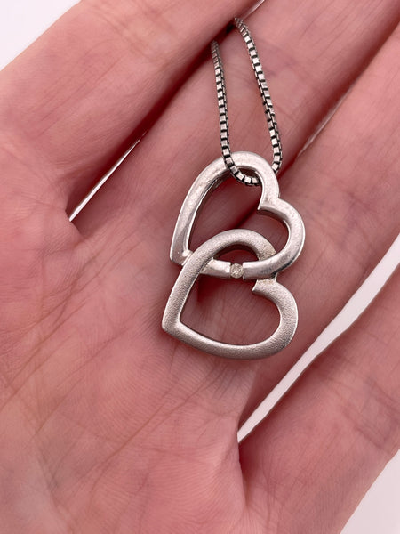 sterling silver 16-3/8" - 18-3/8" heart necklace