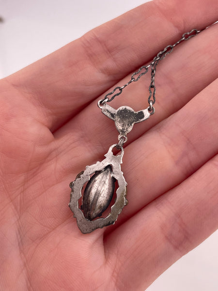 sterling silver 18-3/8" gold wash rhinestone crinkle chain necklace