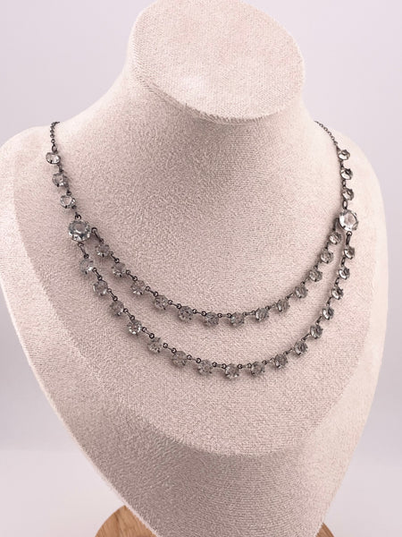 sterling silver 16 1/4" Art Deco style rhinestone necklace