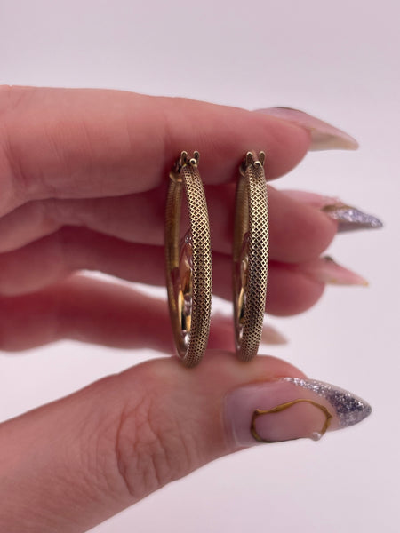 gold plated sterling silver dolphin 1 1/8" hoop earrings **AS IS**