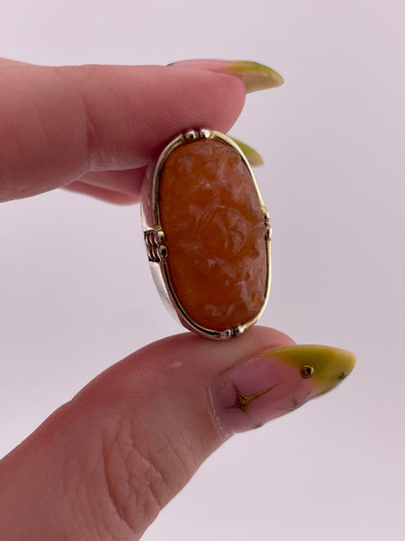 size 6.25 sterling silver carved carnelian ring