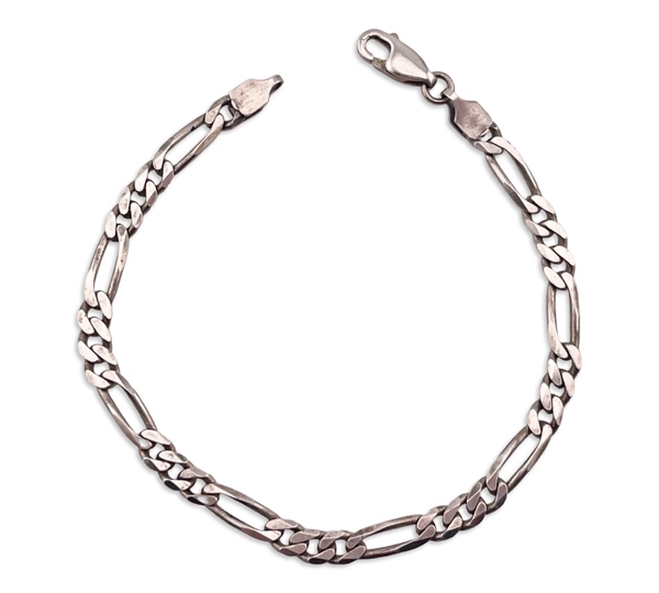 sterling silver 7" figaro chain link bracelet
