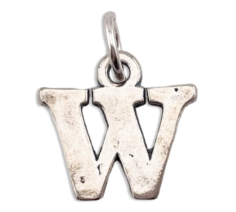 sterling silver 'W' letter initial pendant