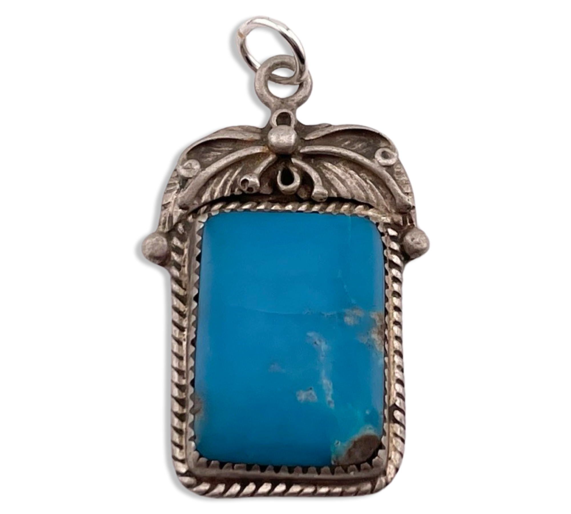 sterling silver turquoise rectangle pendant