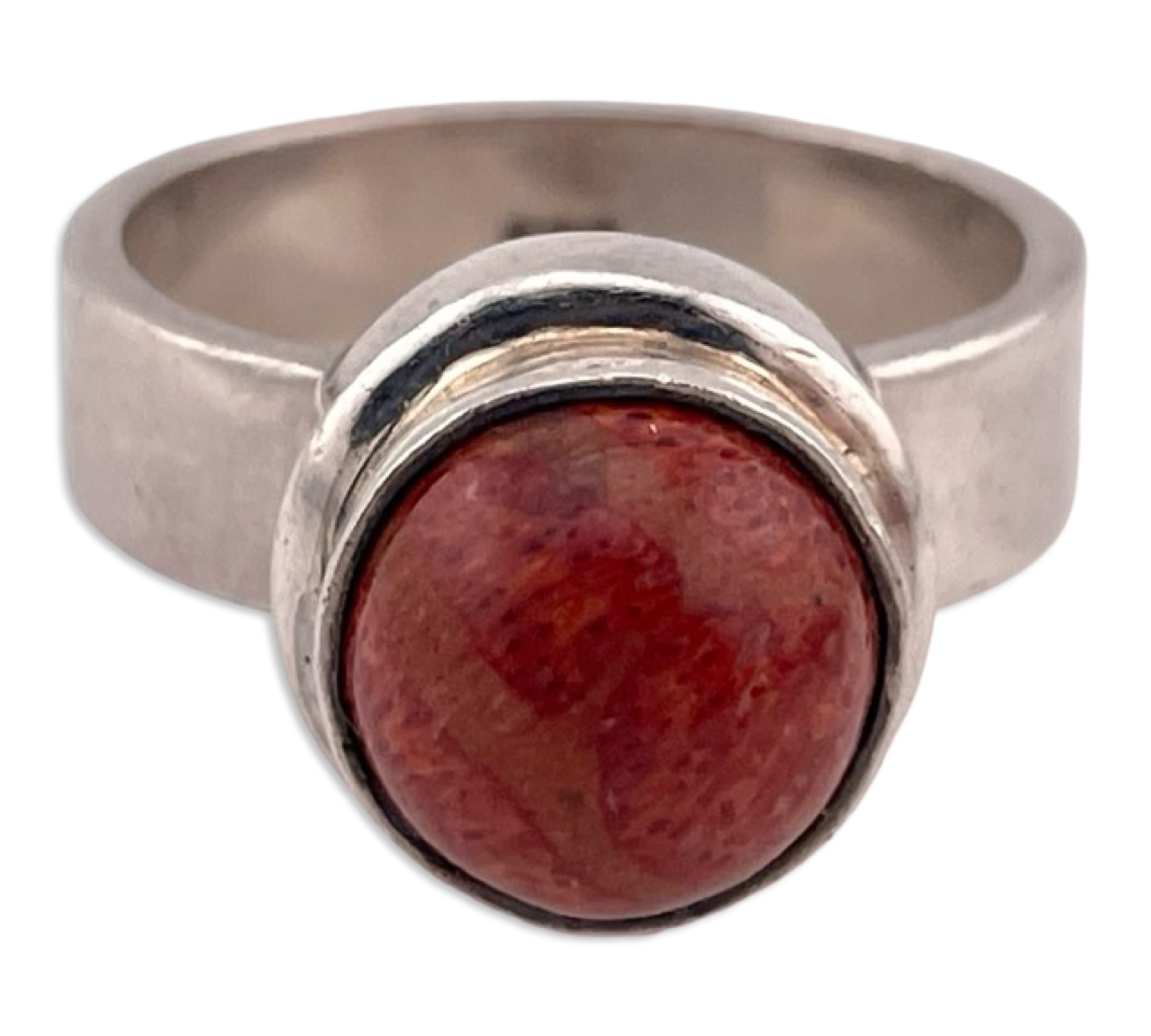 size 8.25 sterling silver sponge coral ring