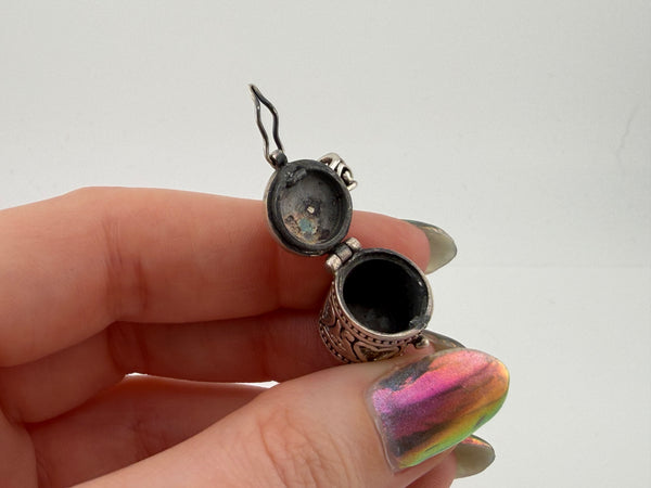 sterling silver heart canister compartment box pendant