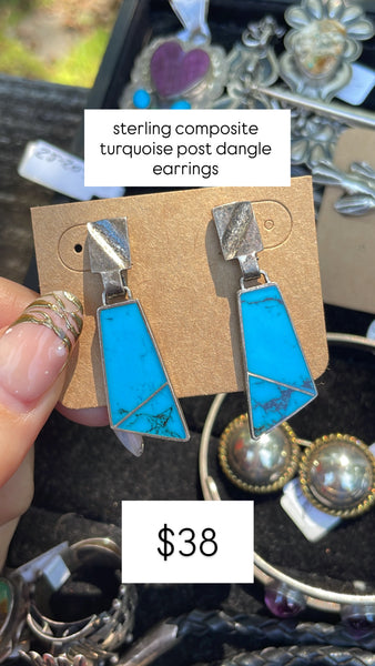 RESERVED PRIVATE LISTING -- sterling silver composite turquoise earrings B32