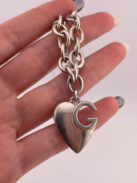 sterling silver Gucci 'Charlotte' chunky heart charm link bracelet