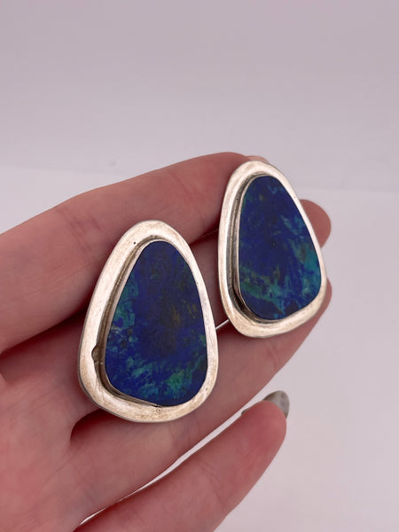 sterling silver Nick Garcia azurite post earrings