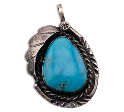 sterling silver turquoise leaf pendant