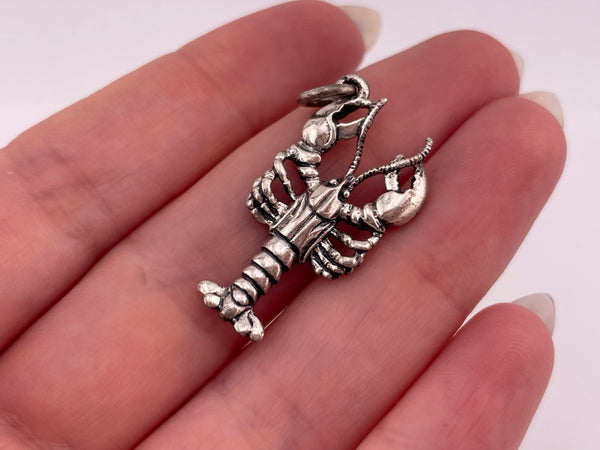 sterling silver rhodium plated lobster pendant