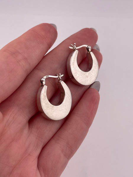 sterling silver smooth puffy 3/4" hoop earrings