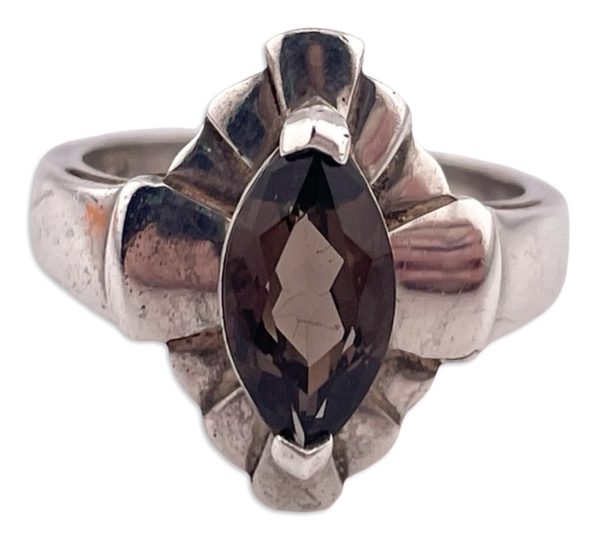 size 6 sterling silver smoky quartz ring