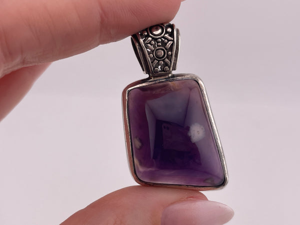 sterling silver amethyst cut-out design bail pendant