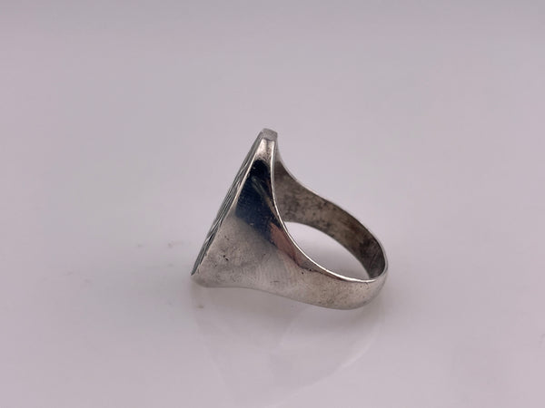 size 9.75 sterling silver chip turquoise hummingbird pattern ring