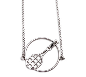 sterling silver rhodium plated racquet sport necklace ***AS IS***