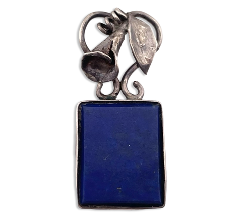 sterling silver lapis flower pendant