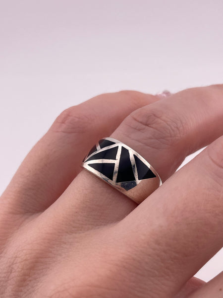 size 6.75 sterling silver black resin ring