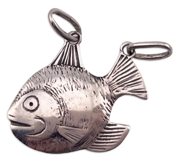 sterling silver fish two bails pendant