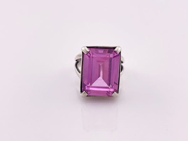 size 6.25 sterling silver faceted lab ruby ring